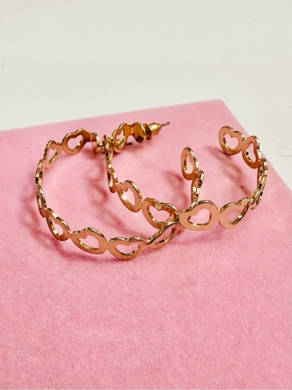 Gold Tone Open Heart Hoop Earrings